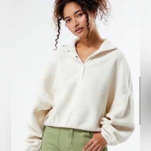 Pacsun Ski Half Snap Cropped Off-White Pullover women’s size small